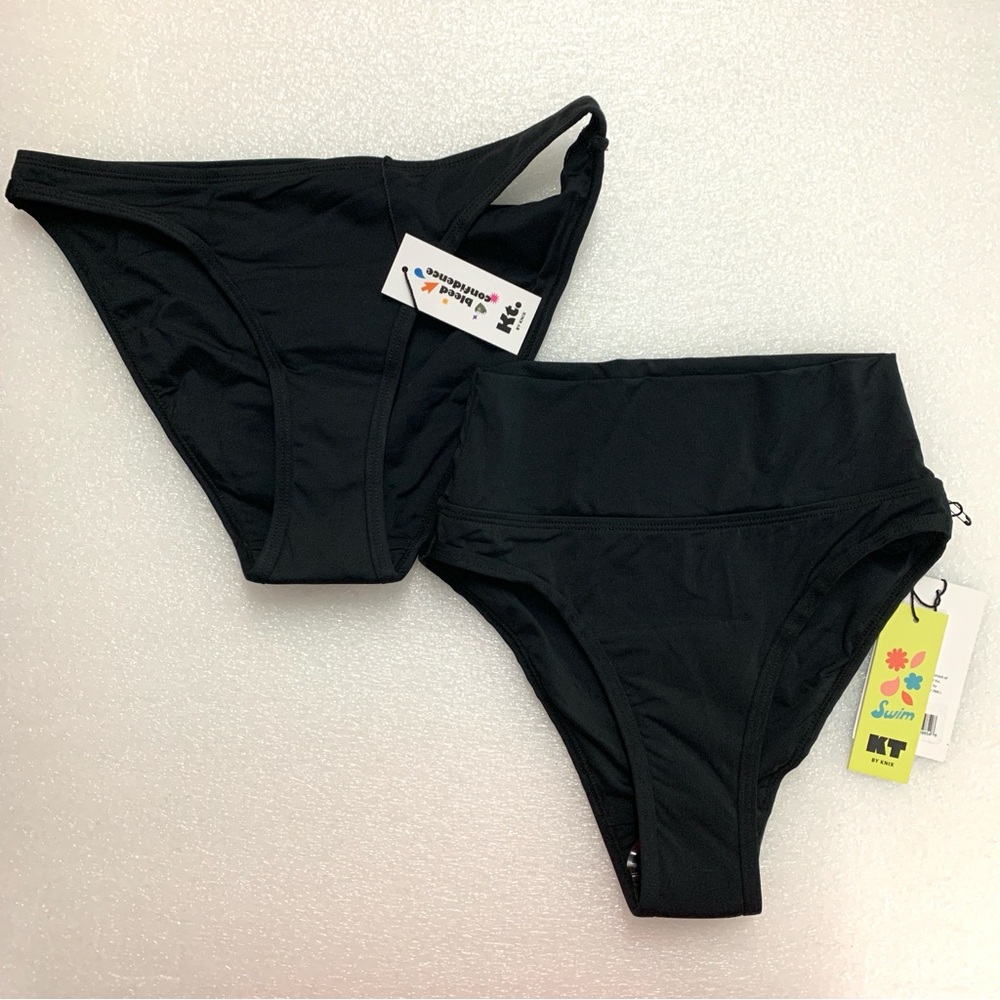 Knix Teen Period Swim High Rise Bikini Bottom - Size XS Black
